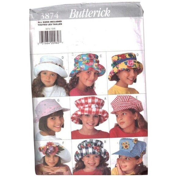 Butterick 3874 Childrens/Girls Hat Sewing Pattern All Sizes Included 4-14 - Picture 1 of 2
